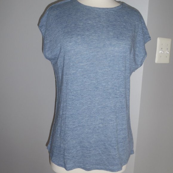 Theory Ginala Cash Casual Top Linen Scoop Neck Tee - Picture 3 of 8